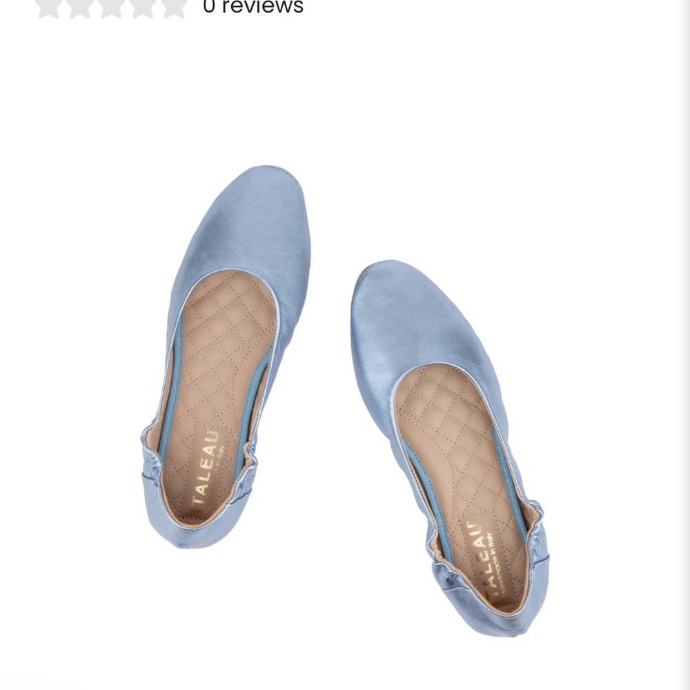 ❤️❤️❤️ BRAND NEW ITALEAU Italian Metallic Blue Leather Ballet Flats